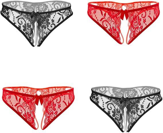 Jelove Women's Sexy Underwear Floral Lace Triangle G-String Panties 4-Pack