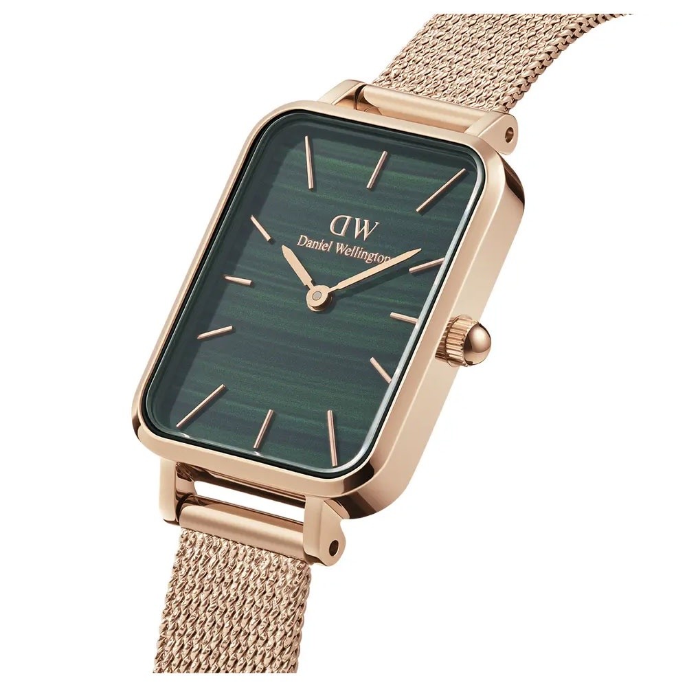 (ทักแชทรับโค้ด) Daniel Wellington นาฬิกาข้อมือ QUADRO MESH RG Green สีโรสโกลด์