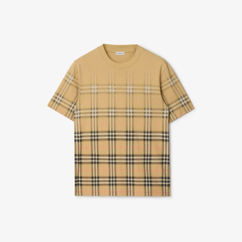 Gradient plaid cotton T-shirt