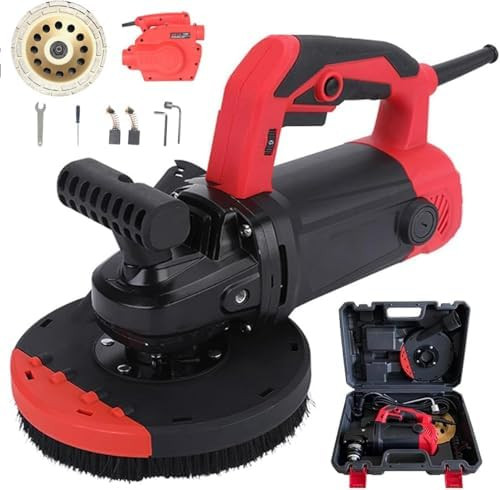 1280W Concrete Grinding Machine, Electric Polisher with Diamond Disk, 6-Speed Adjustable, 90° No Dead Angle Wall Sander for Cement, Mortar & Stone Finishing