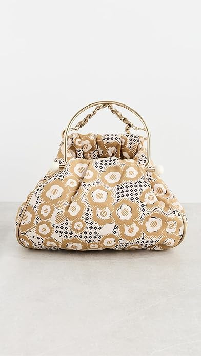 Chanel What Goes Around Comes Around Women's Beige Canvas Camellia Ring Handle Bag