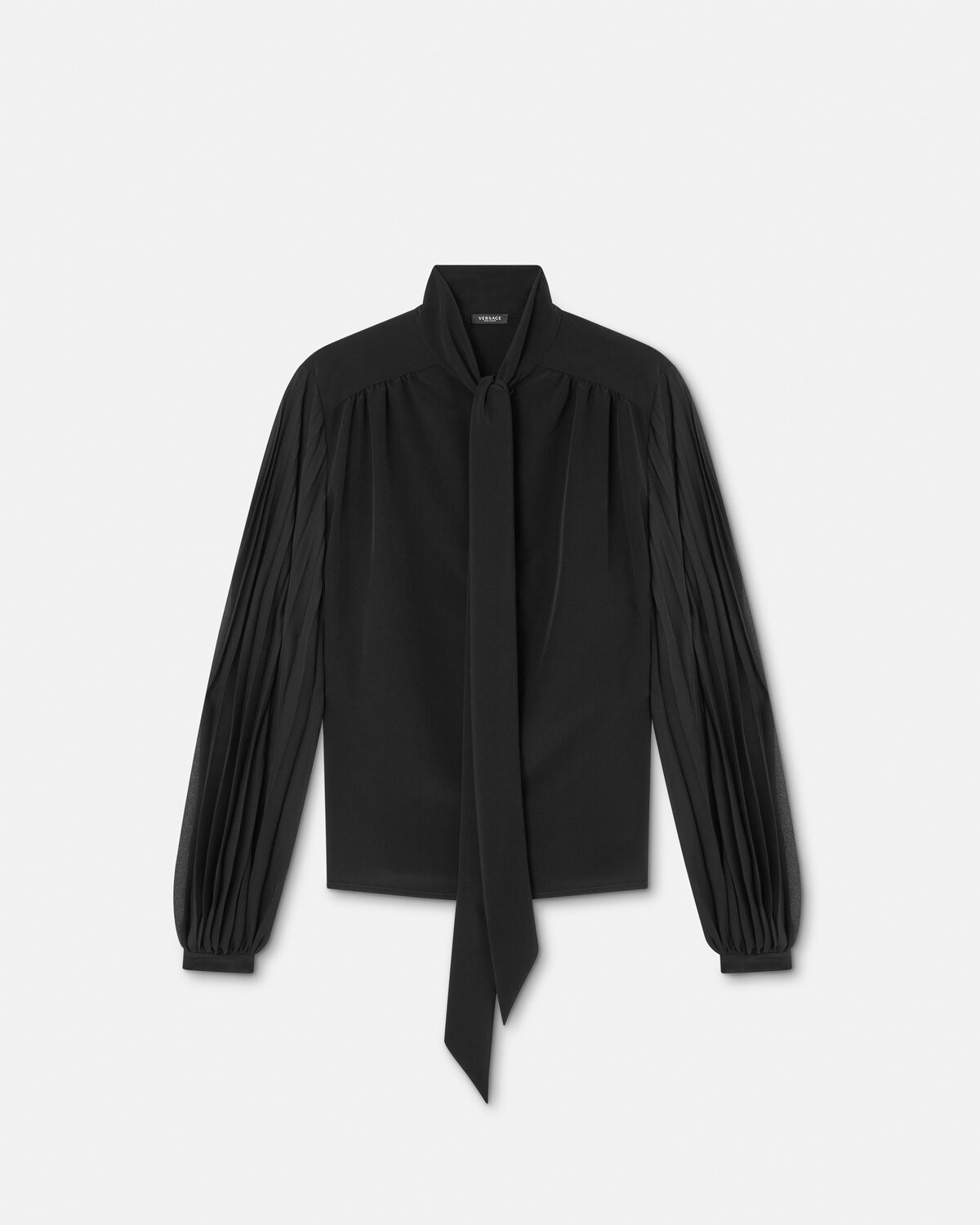 Crepe tie-neck shirt