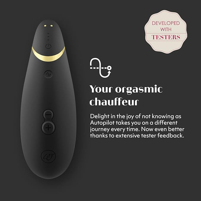 Womanizer Premium 2 Clitoris Vibrator for Women | Clit Sucker Adult Toys | Vibrating Adult Sex Toy | Clit Stimulator for Woman with 14 Suction Speeds | Waterproof Clitoral Stimulation Massager | Black
