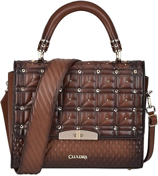 Cuadra Women's Genuine Leather Crystal Brown Handbag