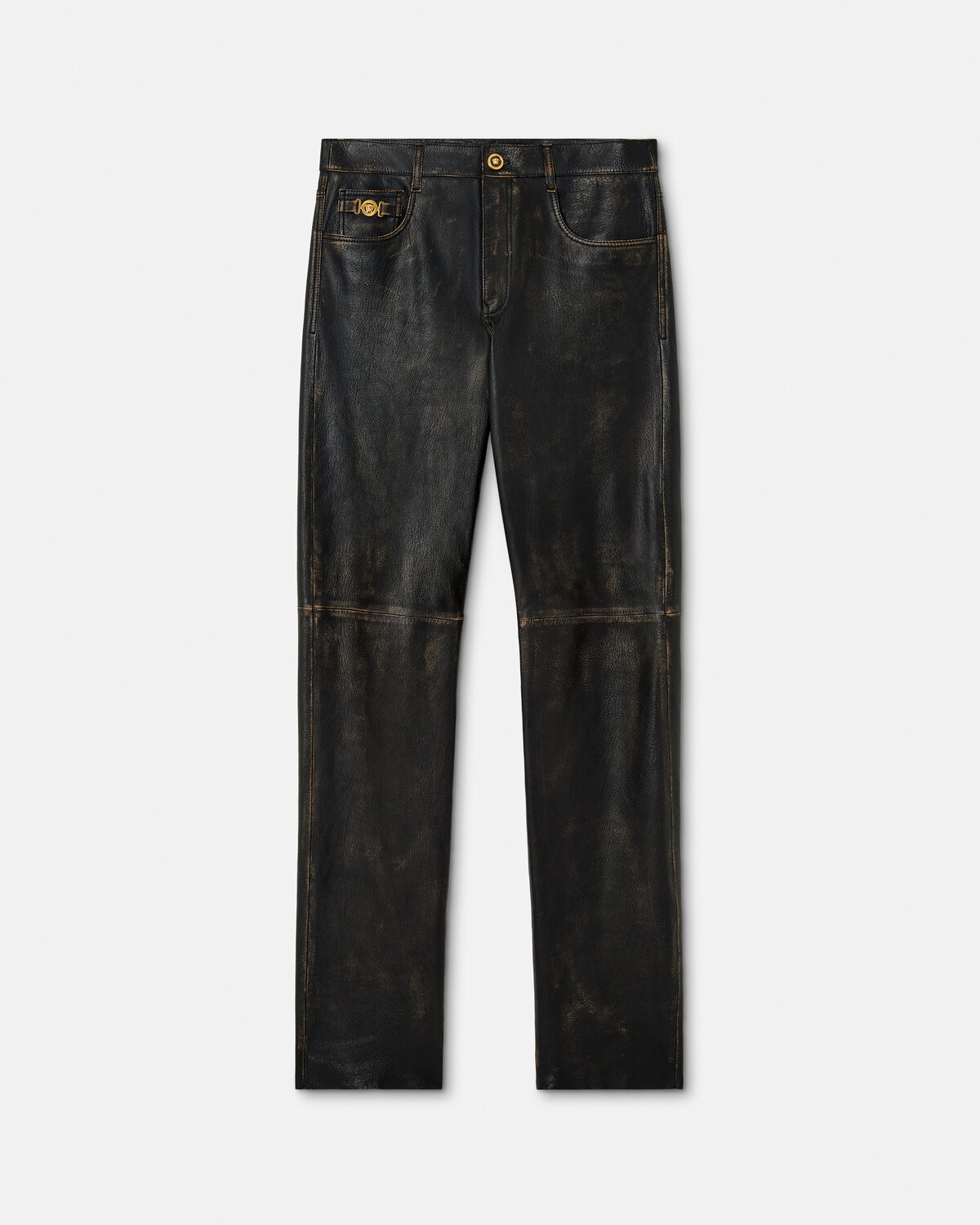 Imitation old leather trousers