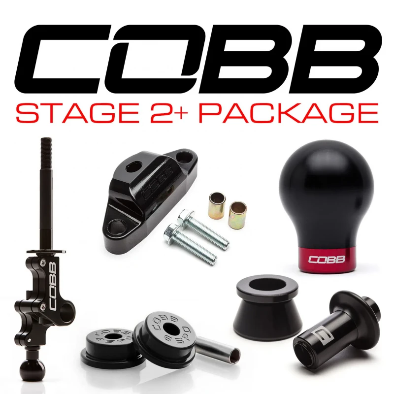 Cobb Tuning Stage 2+ Drivetrain Package Black Weighted Knob White/Black Lockout (STI 01-21)