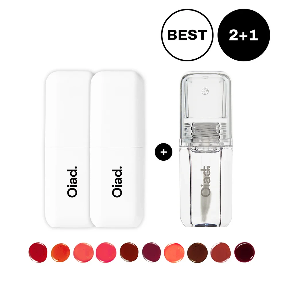 [2+1 popularity suit] Oiad Liptique [ultra-durable tear-off lip glaze] 2 pieces+Lip Glow Oil [glass light-sensitive lip oil] 1 piece.